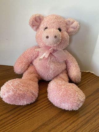 Kellytoy Pink Pig Plush Stuffed Animal 15” Little Piggy Pink Bow Kelly Toy