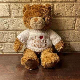 Yankee Candle Teddy Bear Plush Stuffed 15 " Ear Tag I Heart Yankee Sweater