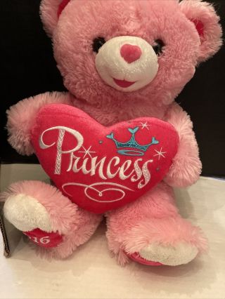 Dan Dee Pink & White Bear 2016,  21 " Pink Princess Heart Plush Stuffed Animal