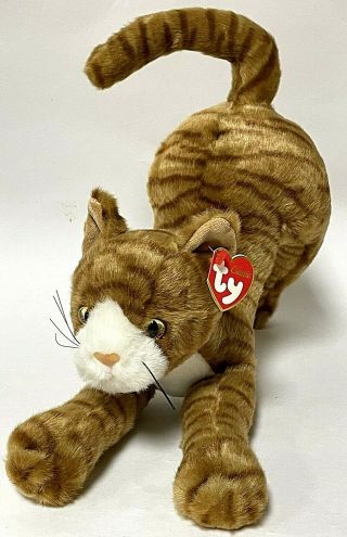 Vintage Ty Stretch The Cat Brown Striped Plush