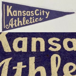 1950s Kansas City Athletics Kc Mini Pennant Mlb Baseball 2.  5x5.  75 Missouri Rare