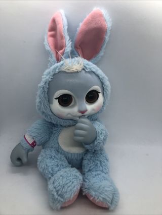 Animal Babies Nursery Baby Blue Bunny Rabbit Plush Vinyl Jakks Thumb Sucker 11 "