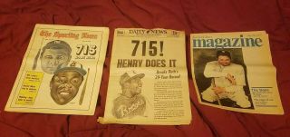 3 - 1974 Hank Henry Aaron 1974 Daily News Newspaper Babe Ruth Sporting News