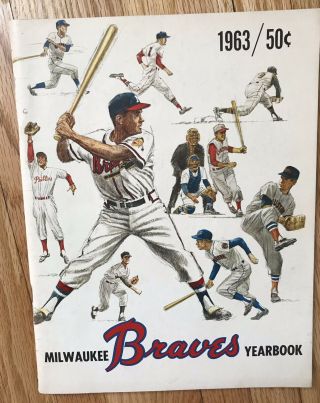 1963 Milwaukee Braves Yearbook & Team Photo : Hank Aaron