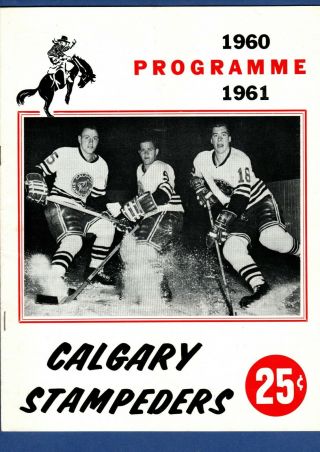 1960 - 61 Whl Hockey Program: Edmonton Flyers At Calgary Stampeders,  Feb 21,  1961