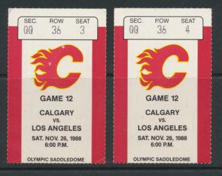 Nov 26,  1988 Tickets Calgary Flames Vs La Kings Wayne Gretzky 