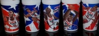 Complete set of 1994 McDonald ' s Coke USA Basketball Dream Team 2 Cups 3