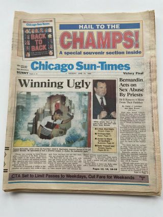 " Chicago Bulls " Hail To The Champ Chicago Sun - Times Newspaper June 18,  1996