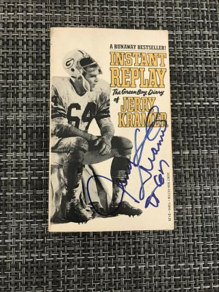 Autographed " Instant Replay " Paper Back Book By Jerry Kramer Green Bay Packers