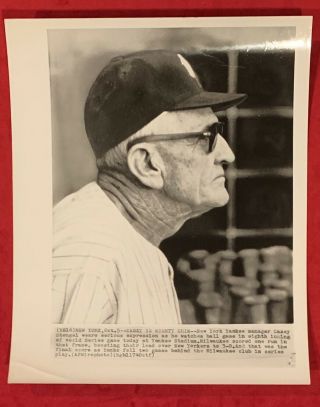 1958 York Yankees Casey Stengel World Series Press Photo Old Baseball Early