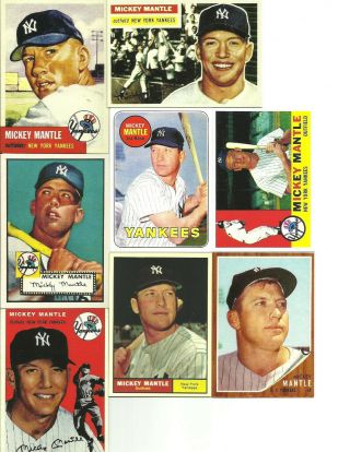 Mickey Mantle - Run Of 21 Topps & Bowman Reprint Cards - 1951 - 68