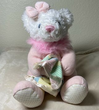 First & Main Pajama Pal Pink Teddy Bear Plush Lovey Plaid Blanket Stuffed Toy