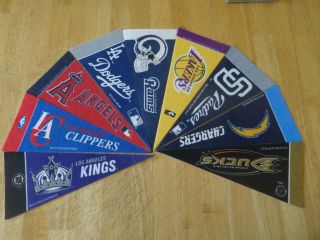Set Of 9 All Southern Calif Mini Pennants 4 X 9 Lakers,  Dodgers,  Rams,  Padres