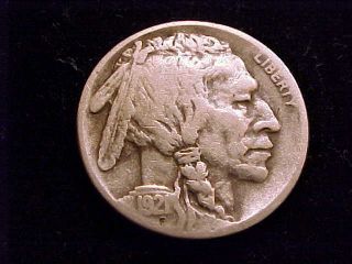 1921 - S Buffalo Nickel,  Very Good Grade Coin With A Strong Complete,  4 Digit Date.