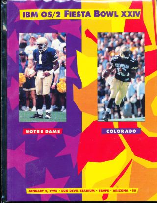 1995 Fiesta Bowl Football Program Notre Dame Vs Colorado