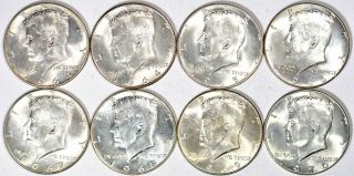 1964 - 1970 P&d 50c (8 Coins) Kennedy Half Dollars Unc