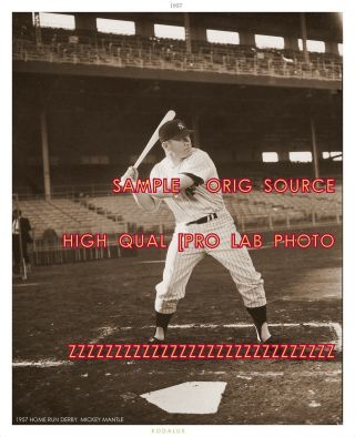 Mickey Mantle Batting 1950`s Home Run Derby 8 By 10 Gallery Quality