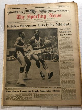 1965 Sporting News Boston Celtics Sam Jones No Label Latest Nba Star N/lab