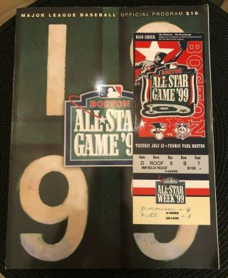 Fenway Park 1999 All - Star Game On July 13th - Official Program - With Ticket