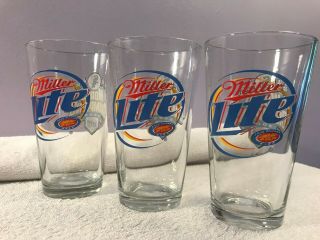 Beer Glasses Set Of 3 Miller Lite White Sox World Champs 2005 Po2592