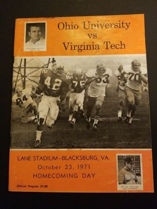 1971 Virginia Tech Vs Ohio University Football Program Vs Tech Vpi