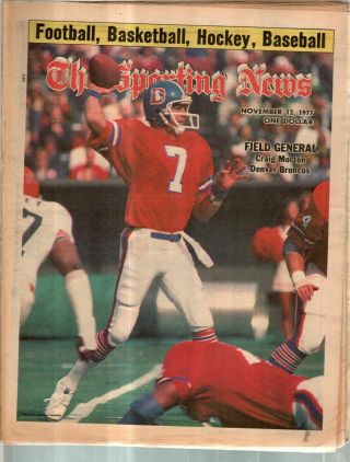 The Sporting News Newspaper Nov 12 1977 Field General Broncos Craig Morton G