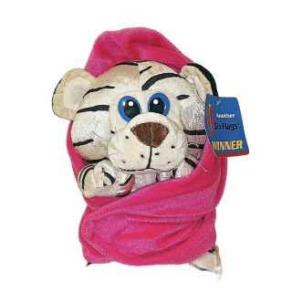 Six Flags Baby White Tiger Plush In Pink Blanket Stuffed Animal With Hang Tag