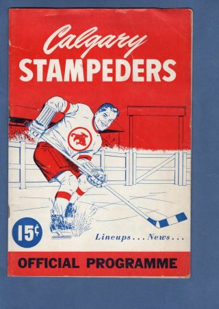 1952 - 53 Whl Hockey Program: Edmonton Flyers At Calgary Stampeders,  Jan 9,  1953