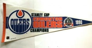 1990 Edmonton Oilers Stanley Cup Champions Pennant Gretzky Messier Fuhr Kurri