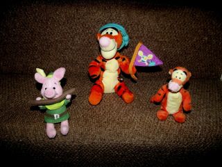 Disney Winnie The Pooh Soft Toy Bundle X 3 - Pirate Tigger,  Piglet Little John,