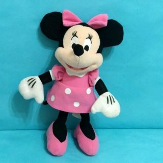 Disney Minnie Mouse Plush Stuffed Animal Toy 9 " Pink W/ White Polka Dots