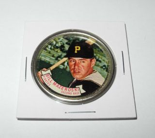 1964 Topps Baseball Coin Pin 27 Bill Mazeroski Pittsburgh Pirates Near