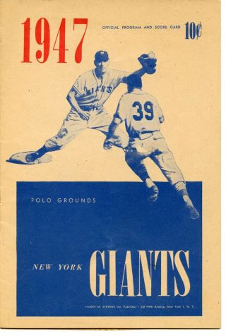 1947 York Giants Vs Philadelphia Phillies At Ny Scorecard,  Scored