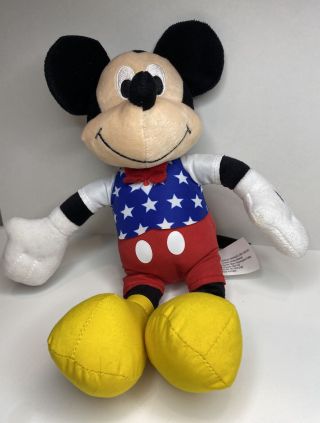 Disney Mickey Mouse 10” Patriotic Plush Toy - Red,  White & Blue Outfit Stars