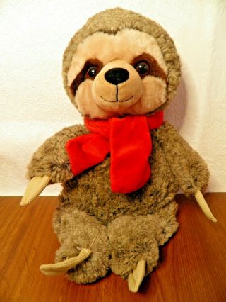 Sloth Plush Hug Fun 16 " Tall Red Scarf Toy Stuffed Animal