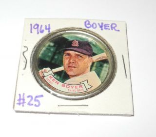 1964 Topps Baseball Coin Pin 25 Ken Boyer St Louis Cardinals Near