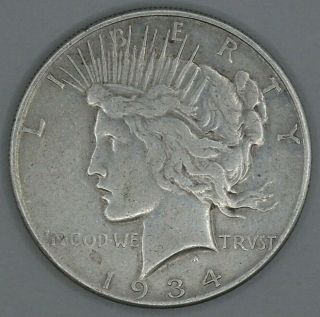1934 - S Us San Francisco 90 Silver $1 Peace One Dollar Coin