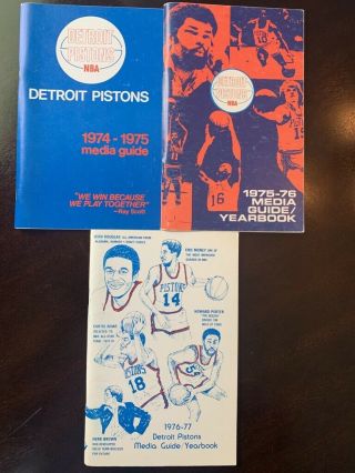 3 Detroit Pistons Nba Media Guides:1974 - 75,  1975 - 76,  1976 - 77