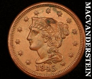 1845 Braided Hair Large Cent - Scarce Scarce Better Date Z1441