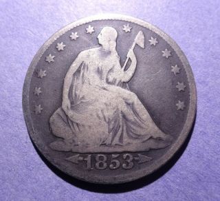 1853 W/arrows & Rays Seated Liberty Half Dollar G/vg