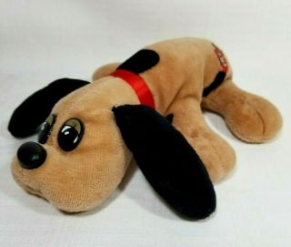 Vintage Pound Puppies Brown Hound Dog Black Spots Red Collar 7 " Tonka Plush Toy