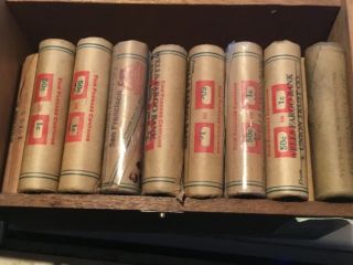5 Rolls - Lincoln Cent Penny Rolls Unsearched wheats teens - 50s,  60s from 1966 2