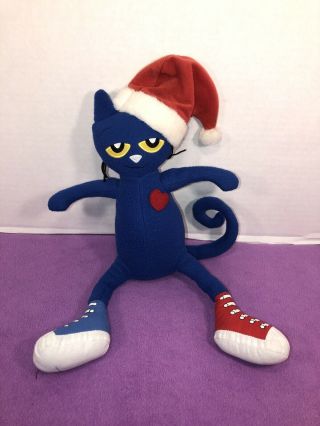 Vguc - 15” Pete The Cat Blue Christmas Holiday Santa Hat 10 " Plush Stuffed Kitten