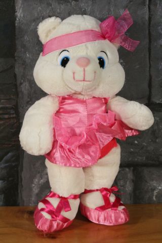 Ballerina Teddy Bear White W/pink Tutu 14” Plush Stuffed Animal Asia Direct 2009