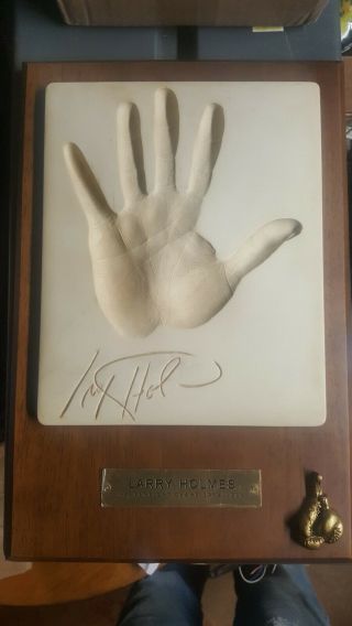 Limited Edition Larry Holmes Plaster Hand Print Plaque 10 " X15 " Wall Hanger