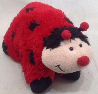 Pee - Wees Pillow Pets.  Lady Bug 12 " X12 " Red Black Spots V6