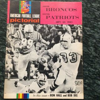 Boston Patriots V Denver Broncos Sept.  24,  1965 Program