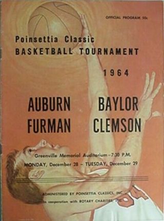 1964 Poinsettia Classic Basketball Program (furman,  Clemson,  Auburn,  Baylor
