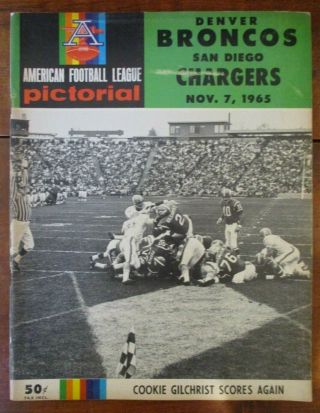 American Football League Pictorial Afl Program San Diego Chargers Denver Broncos