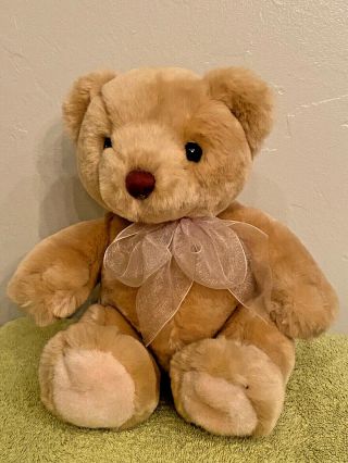 Vintage Russ Berrie & Co Teddy Bear " Amber " Plush Stuffed Indonesia Sits10 " Euc